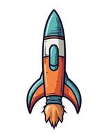 Rocket ship launches into orbit isolated vector
