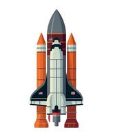 Futuristic spaceship taking off into the galaxy isolated vector