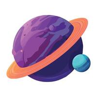 purple space outer saturn planet icon isolated vector