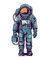 Space explorer in futuristic suit with equipment isolated vector