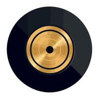 Old fashioned turntable playing golden disk isolated vector