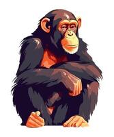 Smiling monkey mascot sitting an adorable primate isolated vector