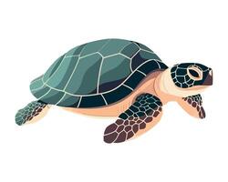Cute turtle with green shell isolated vector