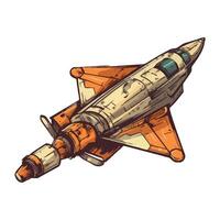 Futuristic rocket taking off icon isolated vector