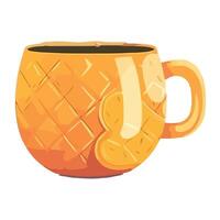 Yellow mug with hot coffee and handle isolated vector