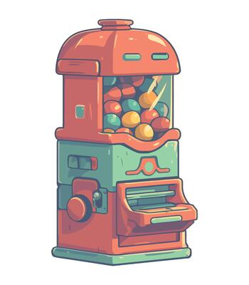 retro carnival candies dispenser machine icon isolated
