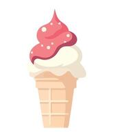 Sweet ice cream cone with strawberry flavor isolated vector