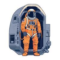astronaut with space suit in capsule isolated vector