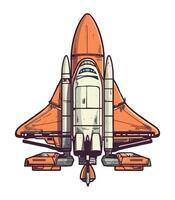 Futuristic spaceship flying through galaxy isolated vector