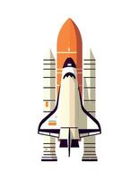 Flying spaceship symbolizes progress in space exploration isolated vector