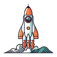 rocket launcher spaceship adventure icon isolated vector
