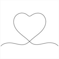 Single line continuous drawing of love sign with heart minimalist of love concept vector