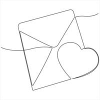 Continuous single line mail envelope letter drawing illustration email sketch art post graphic letter line drawn outline vector