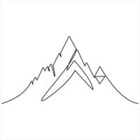 Continuous single line drawing mountain range landscape top view of mounts in simple outline style illustration vector