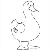 Continuous single line drawing of pet animal duck concept single line draw vector
