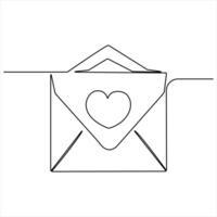 Continuous single line mail envelope letter drawing of illustration email sketch art post graphic letter line drawn outline vector