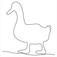 Continuous single line art drawing pet animal duck concept single line draw design illustration vector