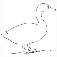 Continuous single line art drawing pet animal duck concept single line draw design vector
