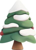 3D cartoon Christmas trees with snow elements design vector