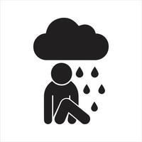 Depression, sadness, rain icon vector