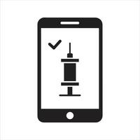 Vaccine certificate icon. Vaccination status on mobile device icon vector