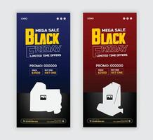 Computer speaker Dl flyer, rack card template and black Friday mega deal leaflet, handbill template vector