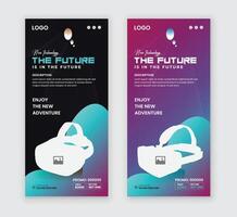 Technology DL Flyer Template Design and VR Headset Rack Car Design Template vector