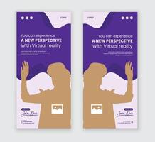 Man using a virtual reality headset Dl flyer and rack card template vector