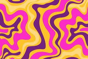 Abstract horizontal psychedelic background with colorful waves. Trendy illustration in style hippie 60s, 70s. Fluid Art for modern banners, websites, essential graphic design. vector