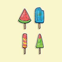 pack ice cream isolated on cream background. illustration design sticker style. Refreshing for summer day vector