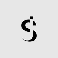 Initial JS, SJ letter negative space logo design vector