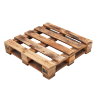 Wooden pallet placed on a transparent background, showcasing natural wood grain and sturdy construction for versatile use, Wooden Pallet Isolated on transparent background png