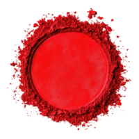 Bright red circular powder isolated on a transparent background, perfect for creative projects or artistic designs, red pulver circle with copy space isolated on transparent background png