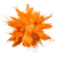 Dynamic orange powder explosion isolated on a transparent background capturing the vibrant energy of color and motion, orange color powder explosion isolated on transparent background png