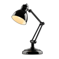 A sleek black desk lamp isolated on a transparent background, perfect for adding style to any workspace or reading nook, lamp desk isolated on transparent background png