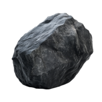 A large black boulder rock isolated on a transparent background displays its unique texture and shape, big black boulder rock isolated on transparent background png