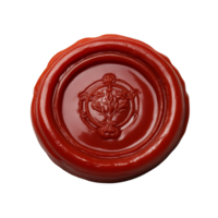 A vibrant red wax seal designed with intricate floral patterns for authentic document sealing or crafting, Wax seal isolated png