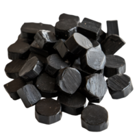 A close-up view of black liquorice candies arranged on a clean transparent surface ready for enjoyment, liquorice on transparent background png