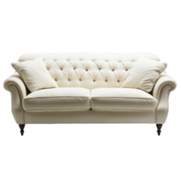 Stylish and elegant cream sofa with plush cushions isolated on a transparent background, perfect for modern living rooms, sofa isolated on transparent background png