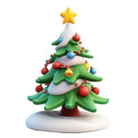 vrolijk tekenfilm Kerstmis boom versierd met kleurrijk decoraties Aan zacht transparant transparant achtergrond, 3d tekenfilm Kerstmis boom met decoraties Aan transparant achtergrond png