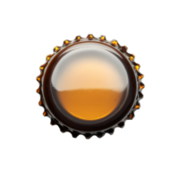 Typical brown glass bottle cap isolated on a transparent background with reflective surface highlighting its contours, typical bottlecap isolated on transparent background png