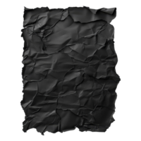 Torn black sheet of paper pieces scattered on a transparent background creating a textured visual contrast, a black sheet of paper torn to pieces on transparent backgroundfile png