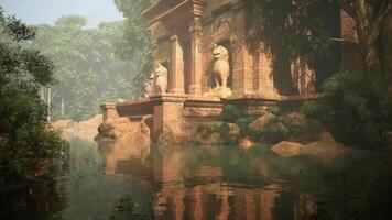 Ancient Temple Facade Adorned With Statues video