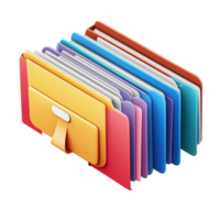 Colorful collection of isolated file folders organized neatly on a transparent background for office use or organization, file of isolated object on transparent background png