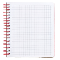 A blank grid notebook with a looped spine ready for notes and sketches on a bright workspace, The notebook has grid lines with a looped spine on transparent backgroundfile png