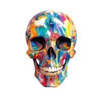 Colorful artistic skull design on a transparent background showcasing vibrant patterns and intricate detailing from a creative perspective, Colorful skull on transparent background. Skull transparent background png