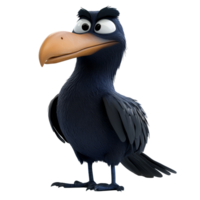 Cartoon raven characters standing on a transparent background showing unique features and expressions, 3D Cartoon Raven Characters On transparent background png