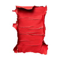Torn red paper with jagged edges isolated on clean transparent background for creative design and art projects, red torn paper isolated on transparent background png