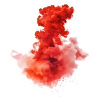 Red smoke paint explosion creates vivid effects against a transparent background in an artistic display, Red Smoke Paint Explosions on transparent background png
