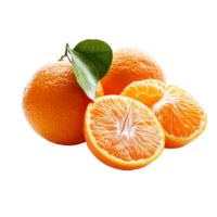 Fresh tangerines with leaves displayed on a clean transparent background showcasing vibrant orange color, Tangerines orange isolated on transparent background png